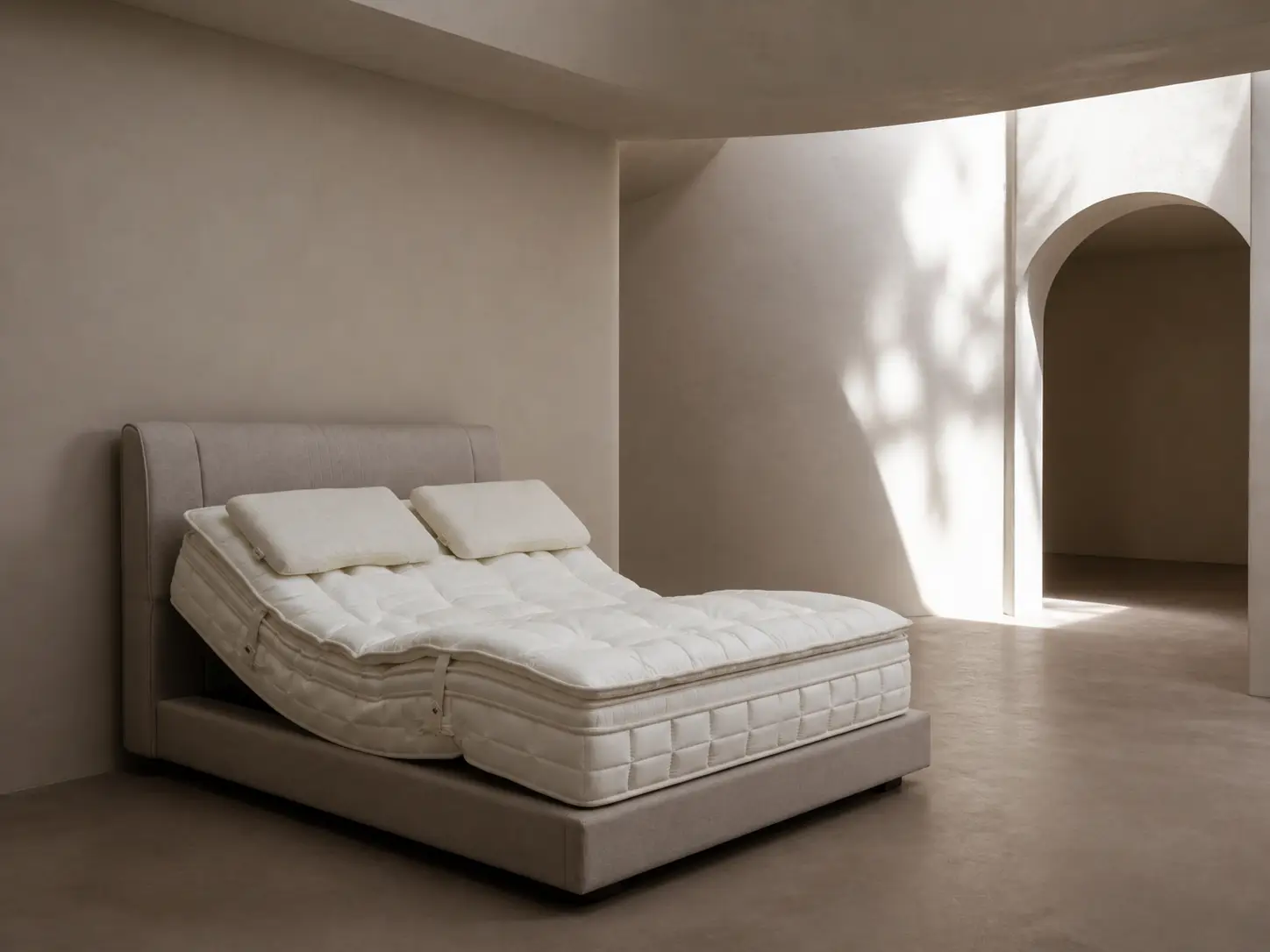 Vooka adjustable mattress in a quiet product demonstration space