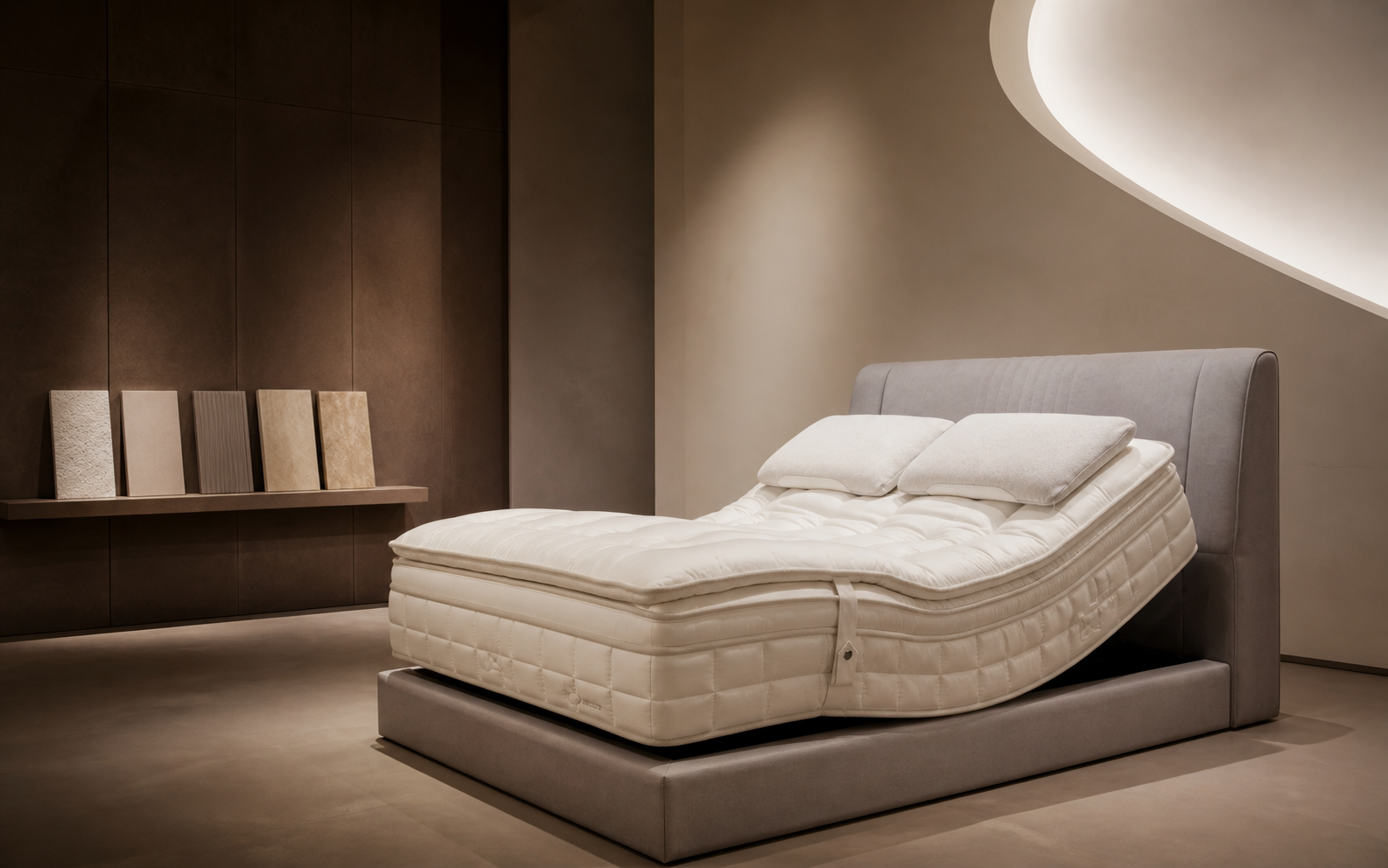 Vooka adjustable mattress in a product demonstration gallery